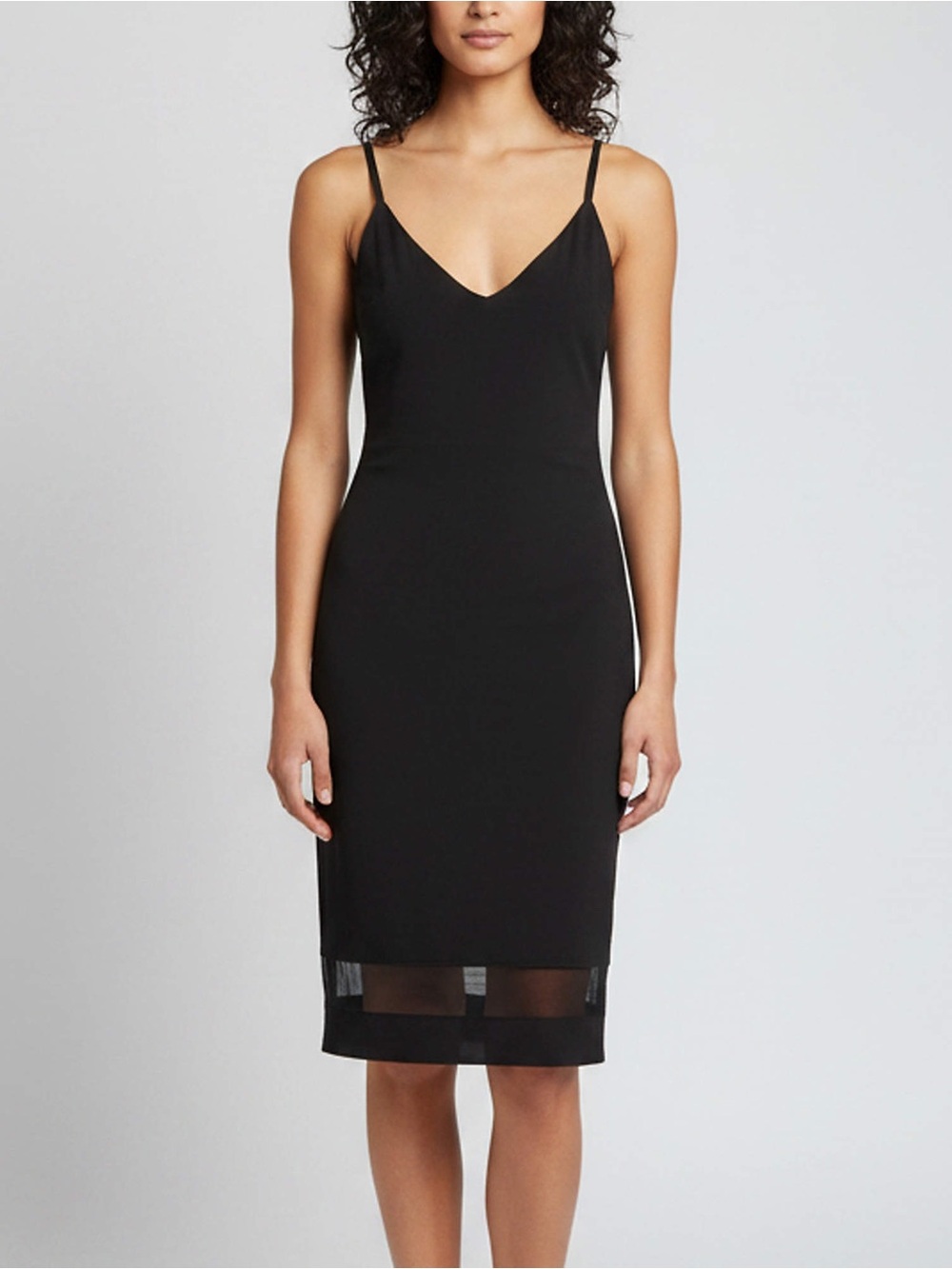Alice + Olivia Illusion Mesh Panel Little Black Dress